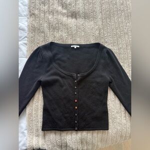 Reformation Black Button-Front CASHMERE